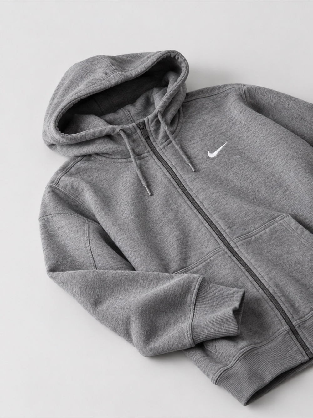 Nike Club Fleece Full-Zip Hoodie with White Swoosh